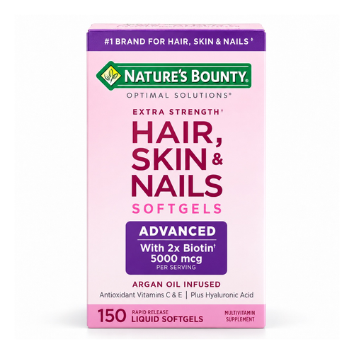 Nature’s Bounty Hair, Skin & Nails Extra Strength 5000 mcg Biotina – 150 Softgels