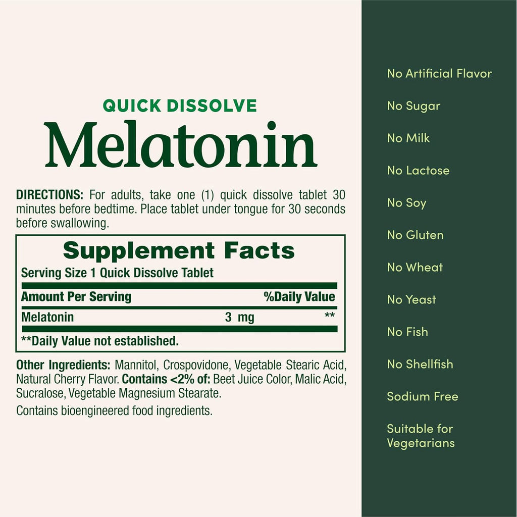 Nature’s Bounty Melatonina 3 mg Disolución Rápida – 240 Tabletas
