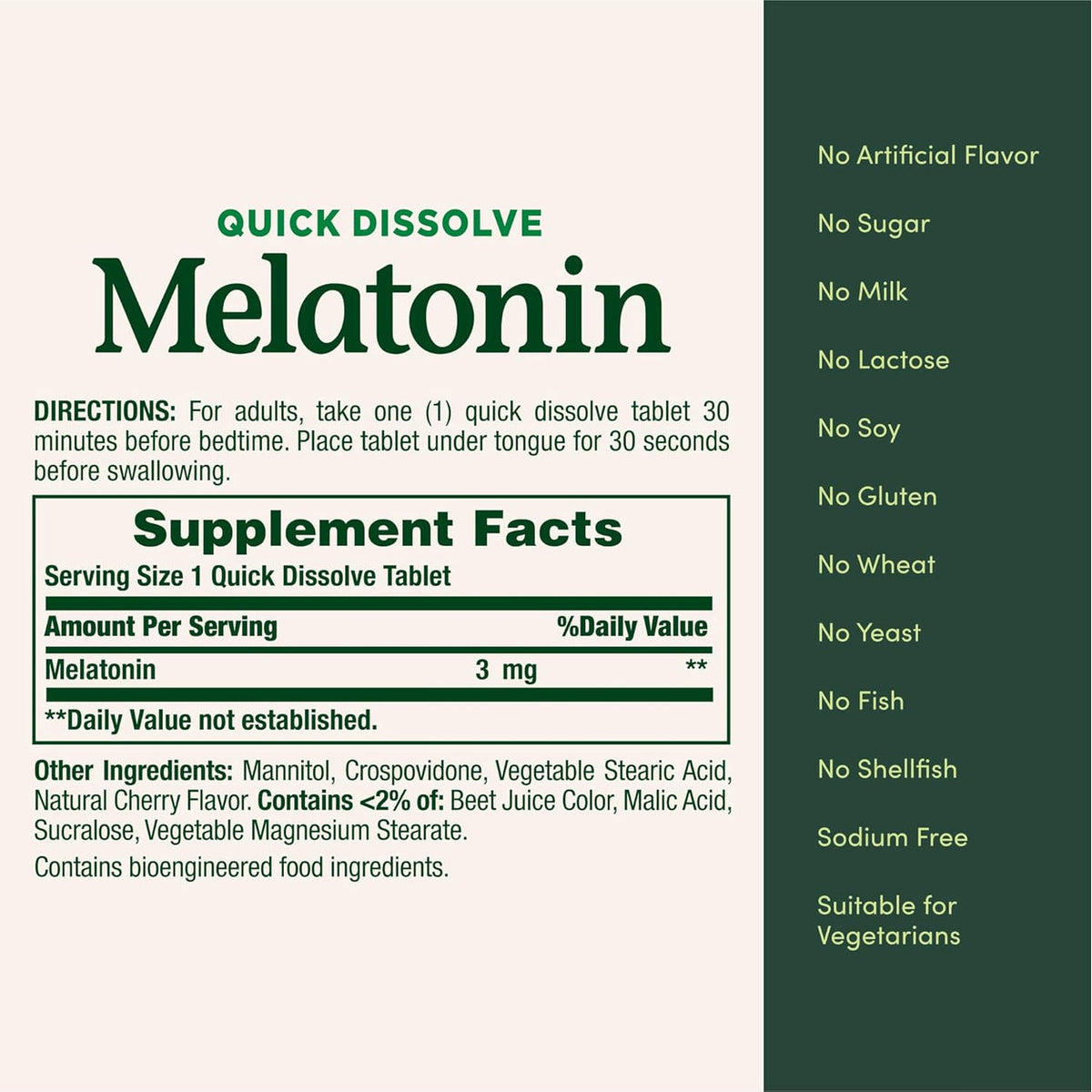 Nature’s Bounty Melatonina 3 mg Disolución Rápida – 240 Tabletas