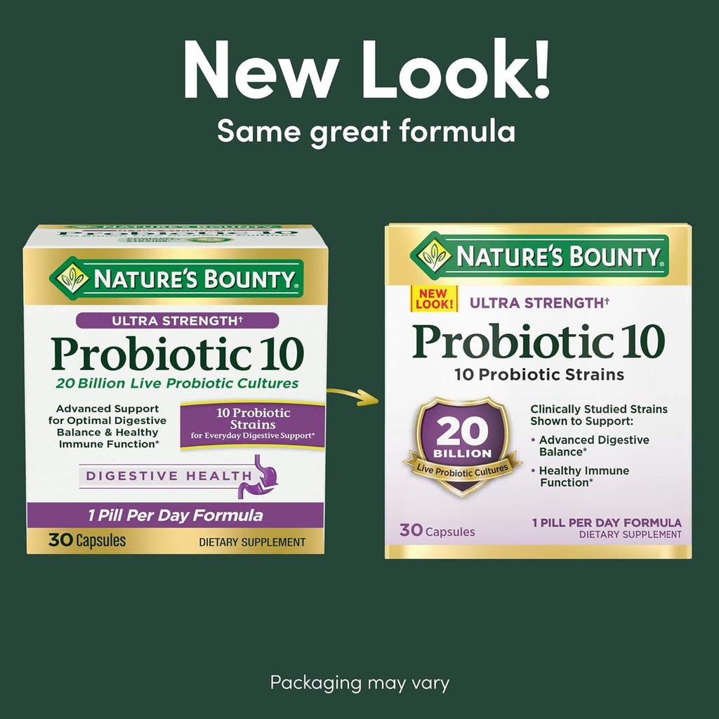 Nature’s Bounty Probiotic 10 Probiótico 20 mil millones UFC – 30 Cápsulas