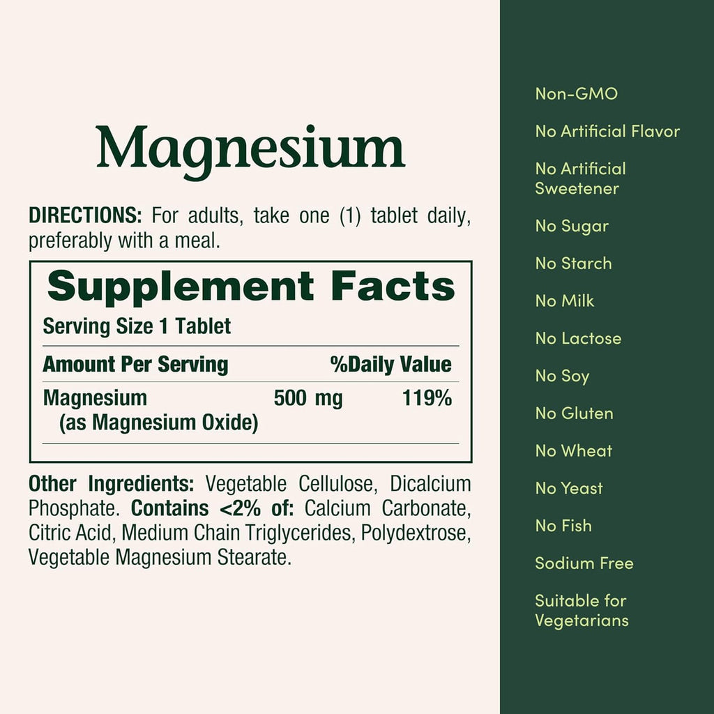Nature’s Bounty Magnesio 500 mg – 200 Tabletas