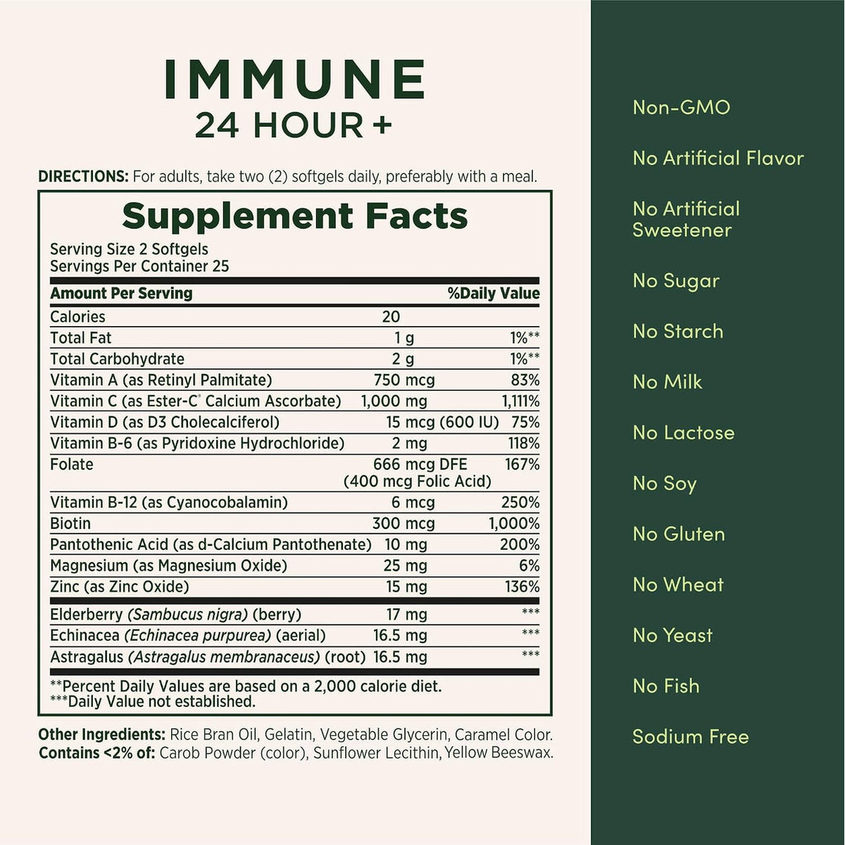 Nature’s Bounty Immune 24 Hour+ con Ester-C 1000 mg – 50 Softgels