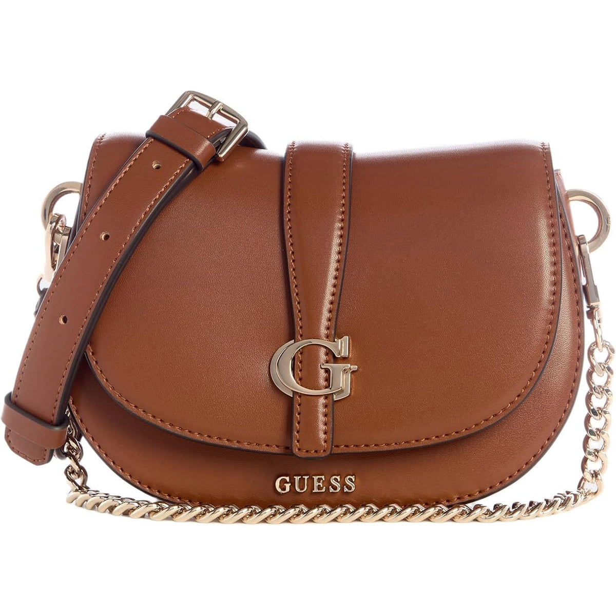 Bolso Cruzado GUESS Carrie Mini con Solapa - Coñac