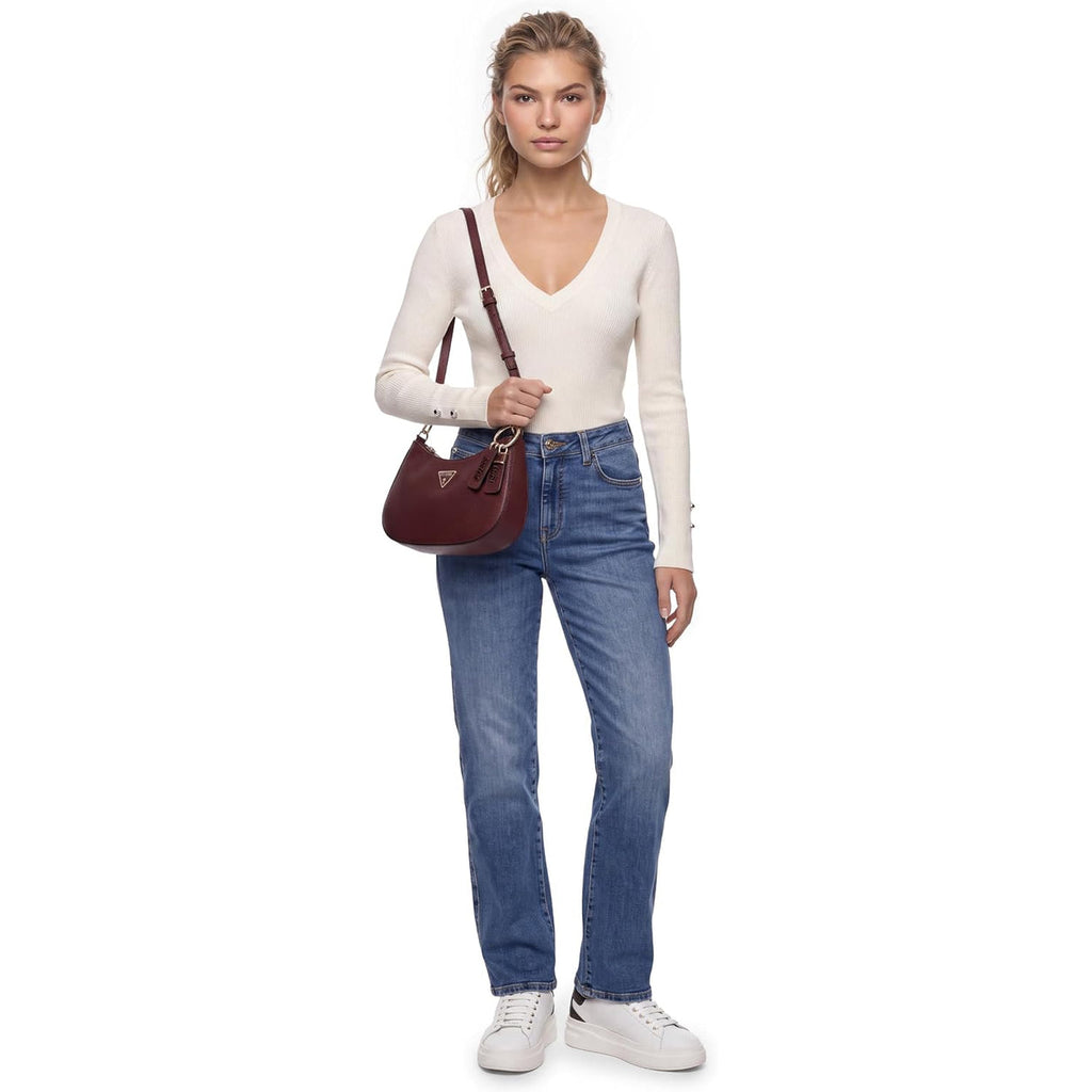 Bolso GUESS Noelle II de Hombro con Cremallera - Vinotinto