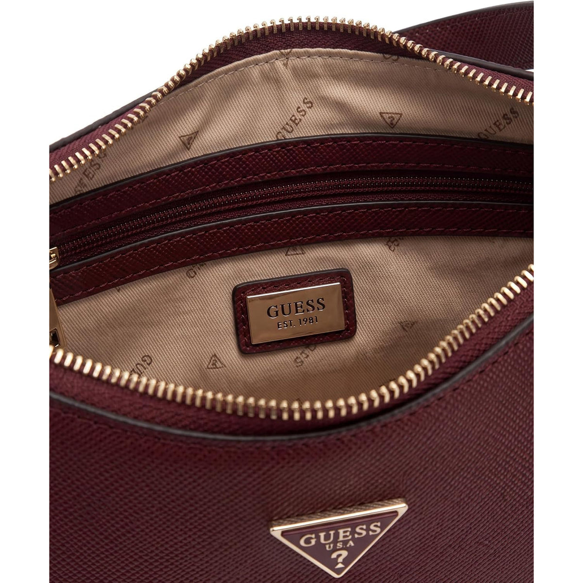 Bolso GUESS Noelle II de Hombro con Cremallera - Vinotinto