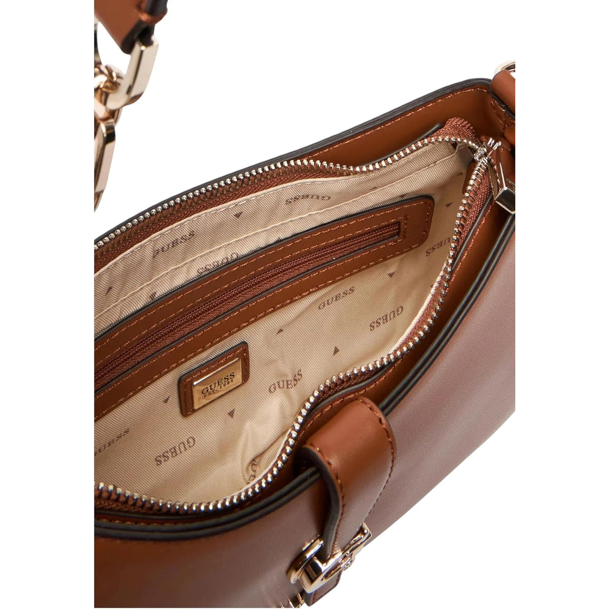 Bolso GUESS Carrie de Hombro con Cremallera - Coñac