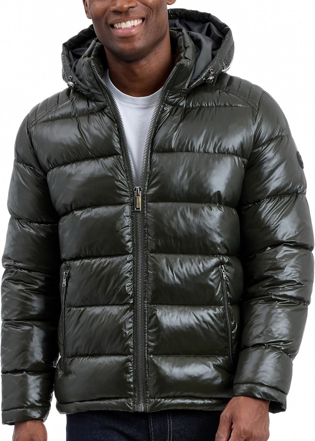 Shine Hooded Puffer Jacket, Heavy Winter Jackets for Men, Water Resistant