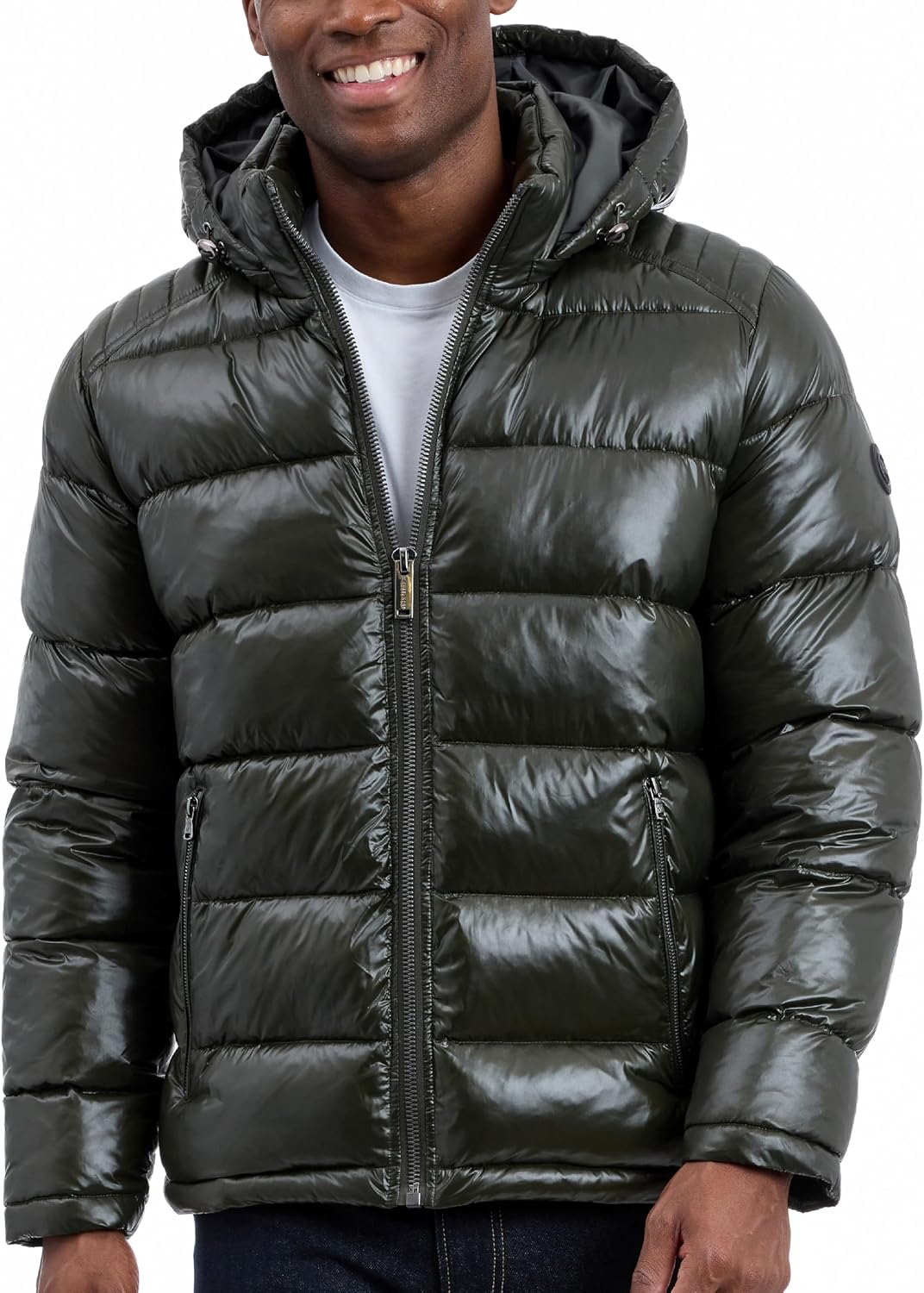 Shine Hooded Puffer Jacket, Heavy Winter Jackets for Men, Water Resistant