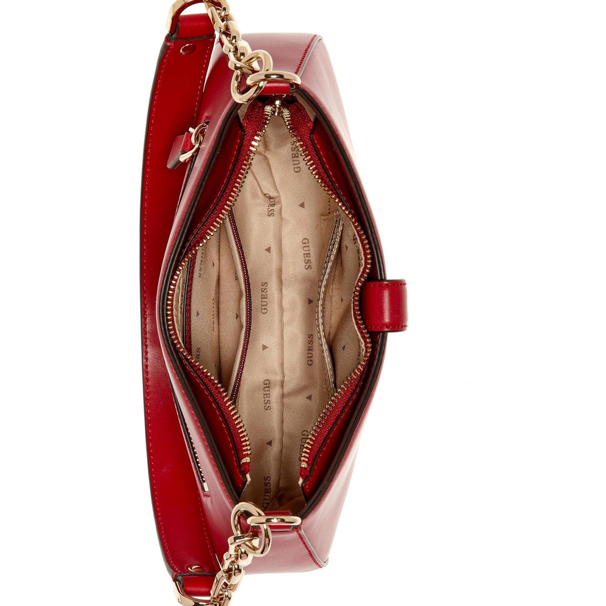 Bolso GUESS Carrie de Hombro con Cremallera - Cereza Oscuro