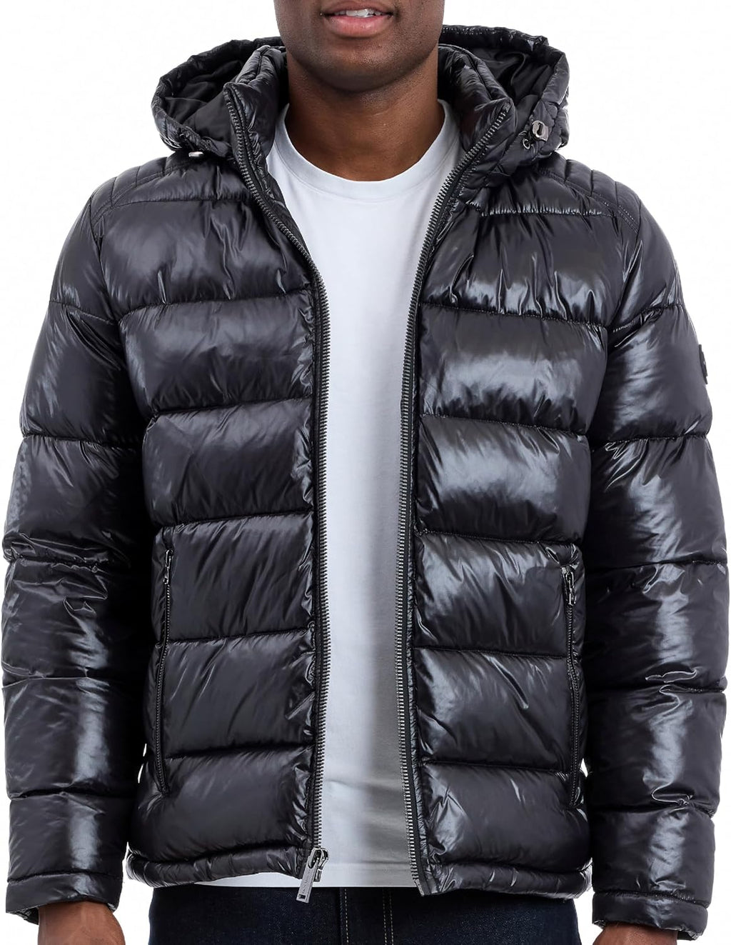Shine Hooded Puffer Jacket, Heavy Winter Jackets for Men, Water Resistant