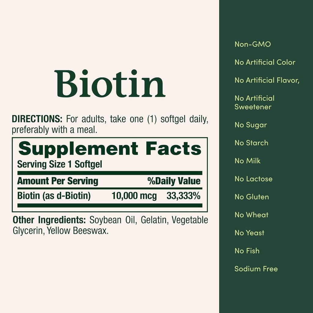 Nature’s Bounty Biotina 10.000 mcg Hair, Skin & Nails – 120 Softgels