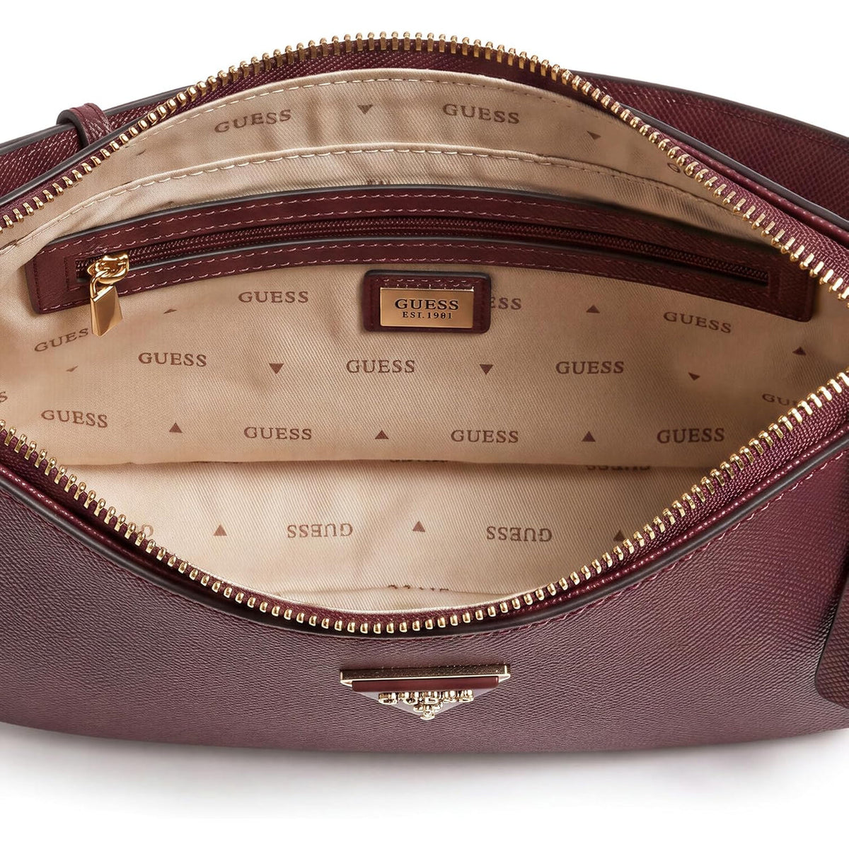 Bolso GUESS Noelle II de Hombro con Cremallera - Vinotinto