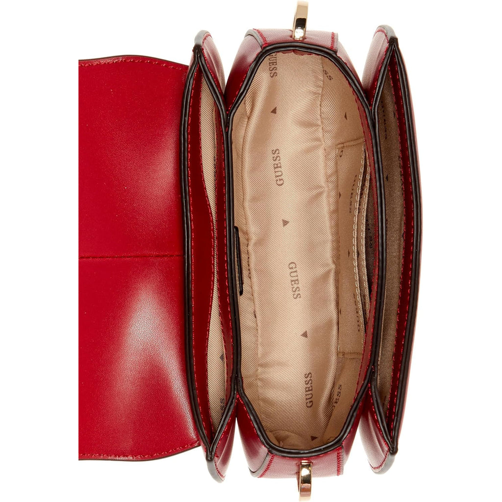 Bolso Cruzado GUESS Carrie Mini con Solapa - Cereza Oscuro
