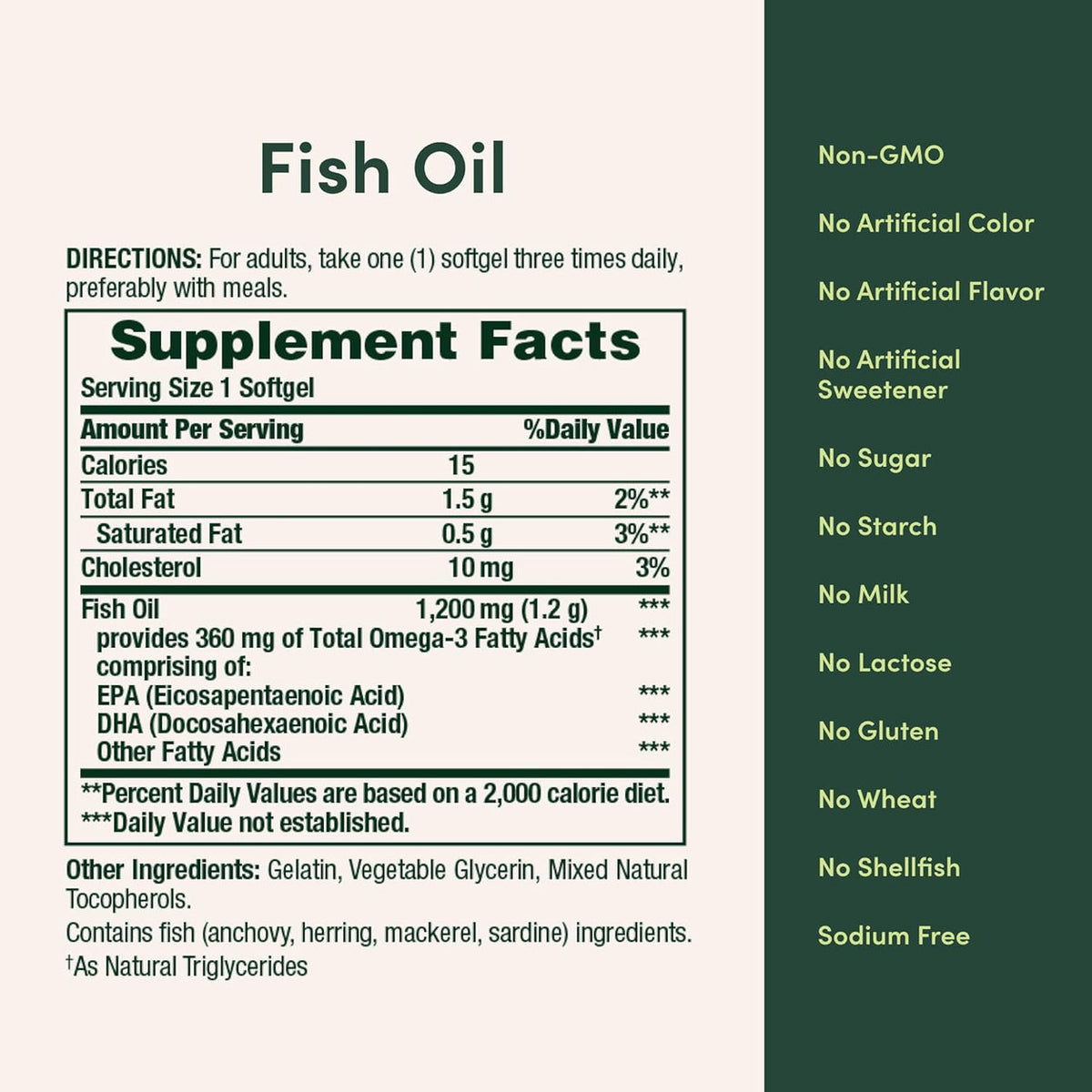 Nature’s Bounty Aceite de Pescado Omega-3 1200 mg – 200 Softgels