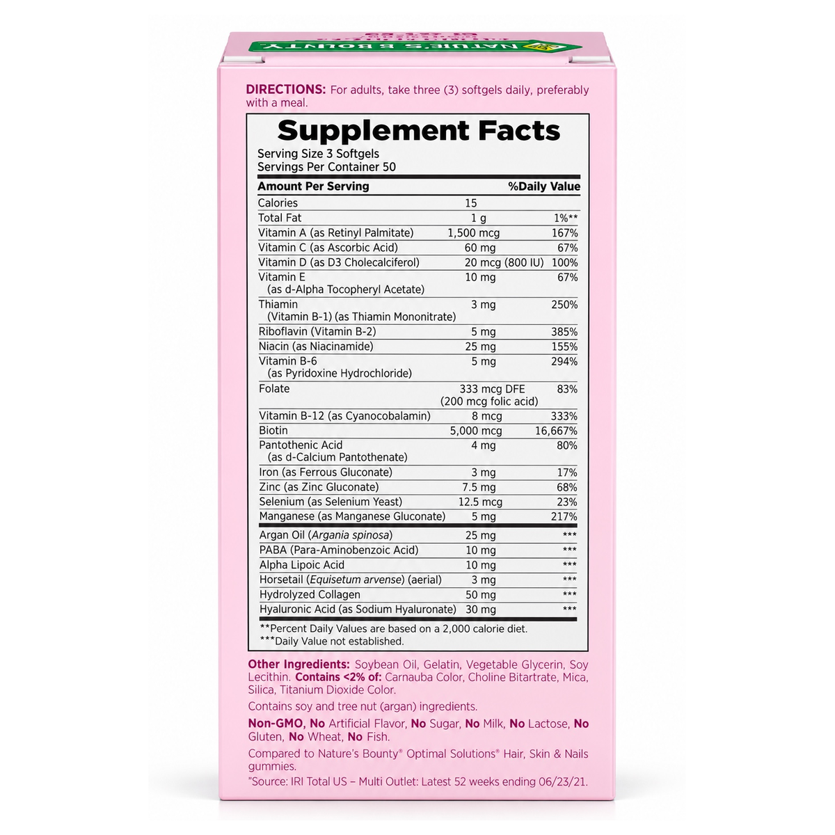 Nature’s Bounty Hair, Skin & Nails Extra Strength 5000 mcg Biotina – 150 Softgels