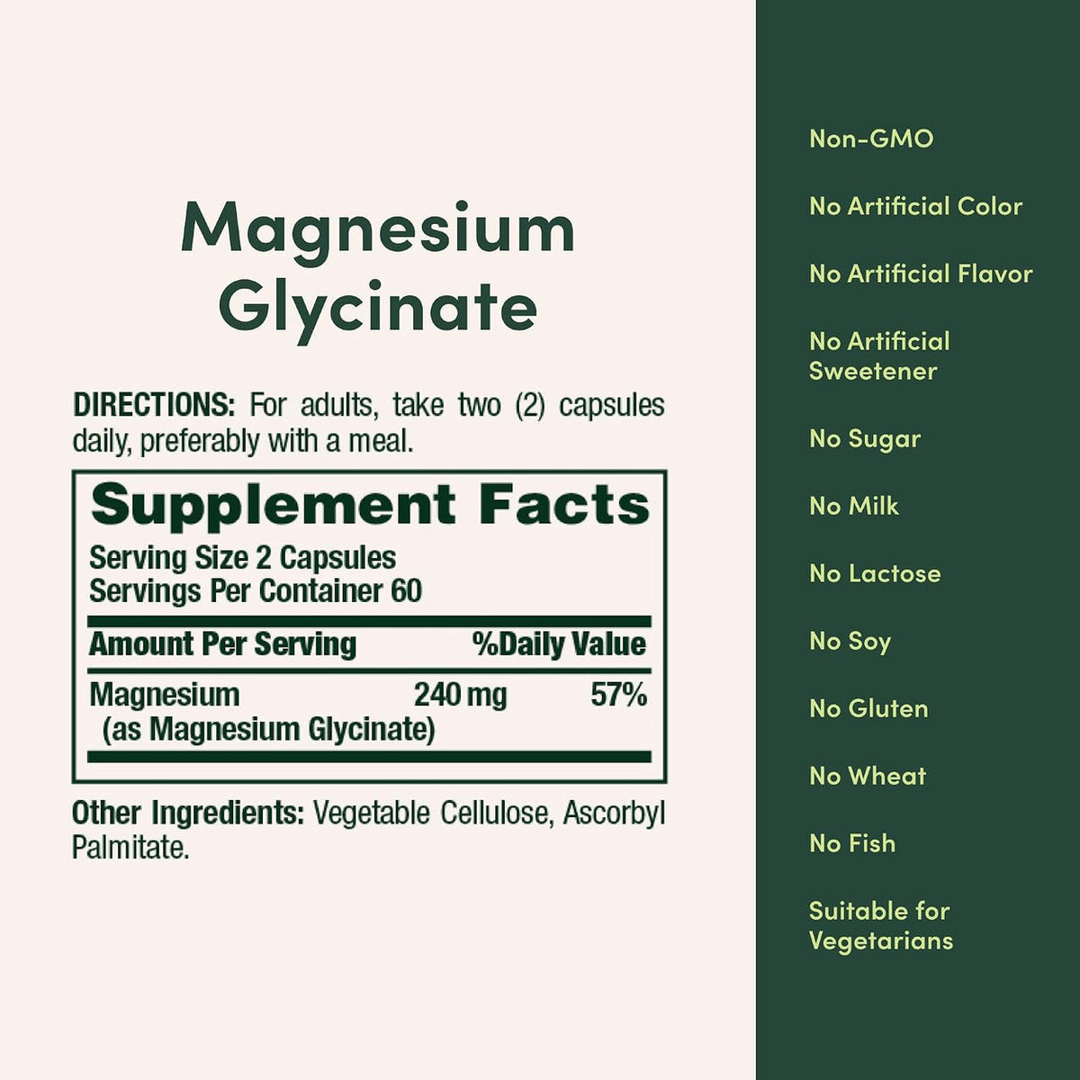 Nature’s Bounty Glicinato de Magnesio Alta Absorción 240 mg – 120 Cápsulas
