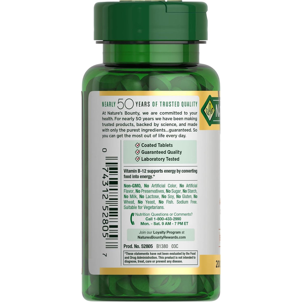 Nature’s Bounty Vitamina B12 1000 mcg – 200 Tabletas