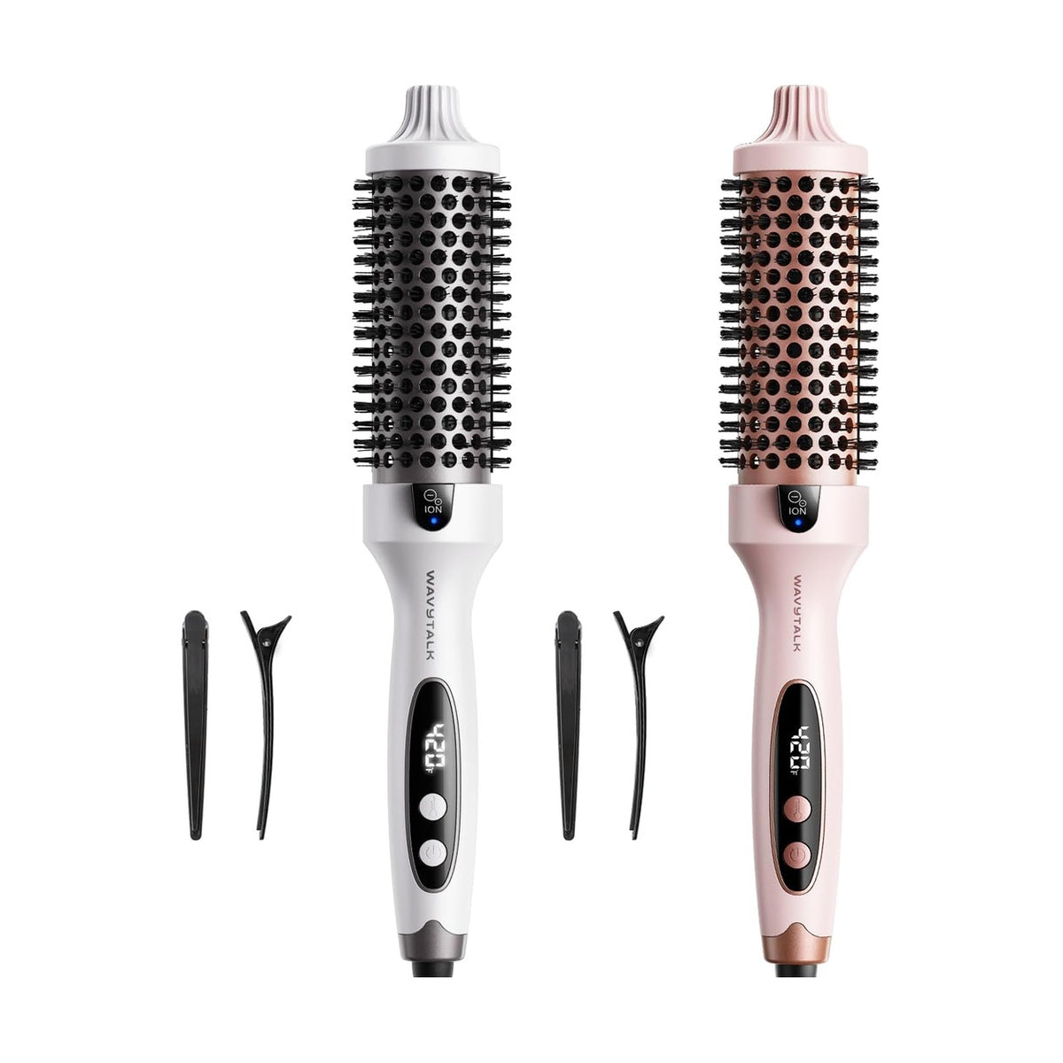 Cepillo térmico Wavytalk Blowout Boost en Blanco y Rosa