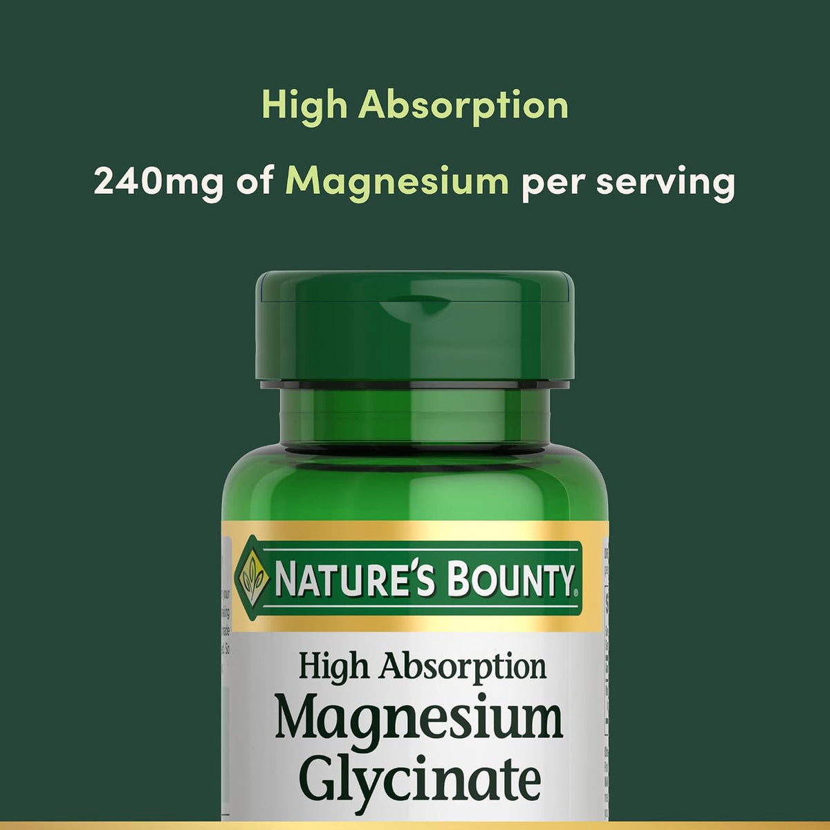 Nature’s Bounty Glicinato de Magnesio Alta Absorción 240 mg – 120 Cápsulas