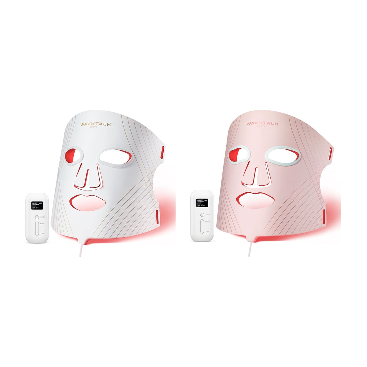 Mascarilla LED Wavytalk Glow Time en Blanco y Rosa