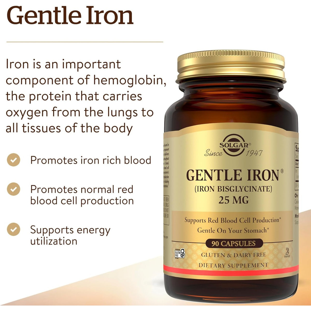 Solgar Gentle Iron 25 mg 90 Cápsulas – foto 3